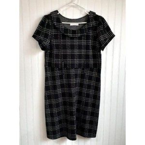 Lucy & Laurel Womens Large Black White‎ Window Pane ALine Dress